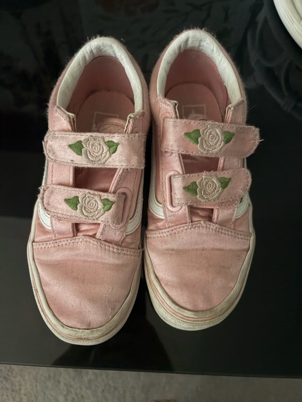 Vans Pink Floral Velcro Kids Sneakers